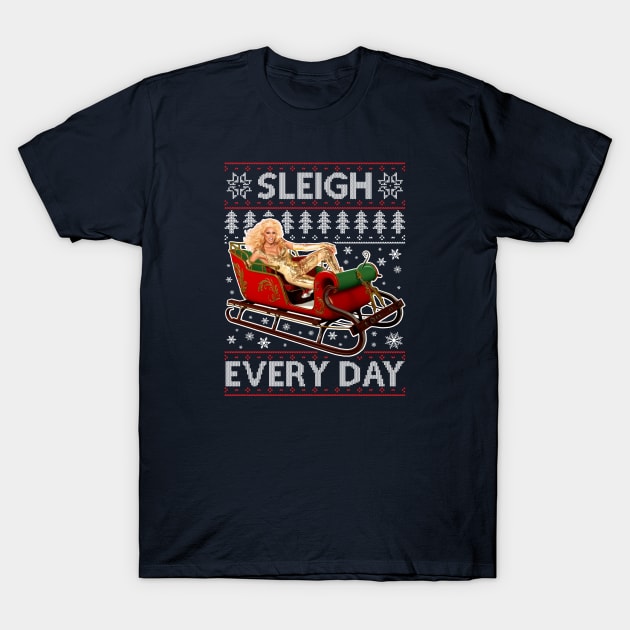 Sleigh Everyday RuPaul Christmas Knit T-Shirt by Rebus28